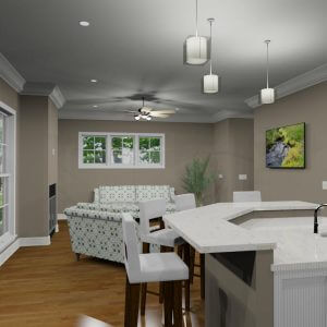 A completed custom home designed by Good Foundations, Inc.
