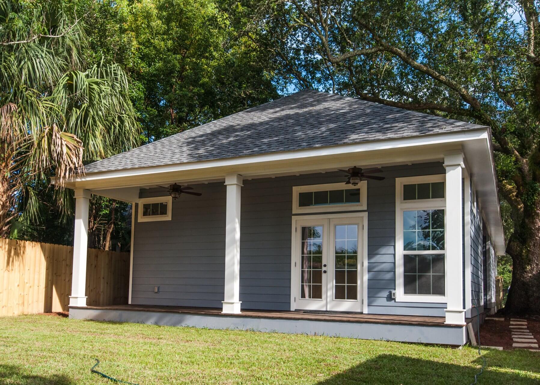 Rear view of Shotgun Cottage on Lloyd Street in East Hill by Good Foundations, Inc.